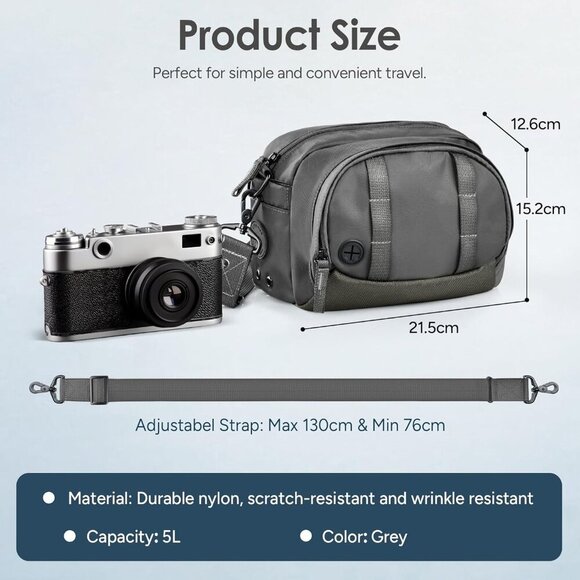 Stylish Gray Multi Pocket Crossbody Bag - Water Resistant Nylon for Teens - Picture 3 of 8